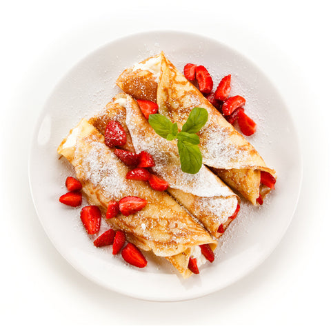 CREPE DE FRESAS CON QUESO COTTAGE