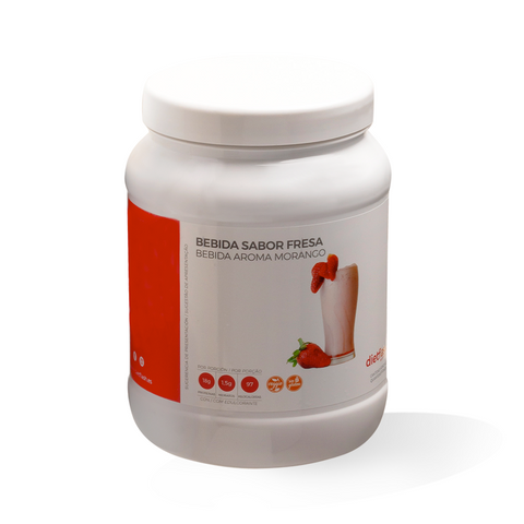 Bebida de fresa DietFlash en formato ahorro de 450g, baja en calorías e hidratos, alta en proteína, ideal para dieta cetogénica o normoproteica desde Fase 1