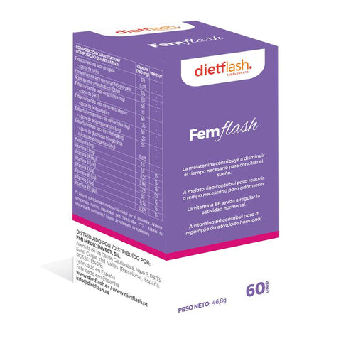 FEMFLASH complemento natural DietFlash para menopausia y perimenopausia. Alivia sofocos, mejora el sueño y equilibra el estado de ánimo