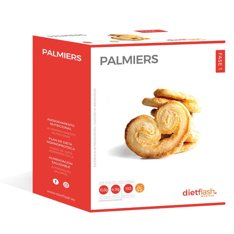 Palmeritas proteicas DietFlash, crujientes y bajas en carbohidratos. Apta desde Fase 1 para dieta cetogénica o normoproteica