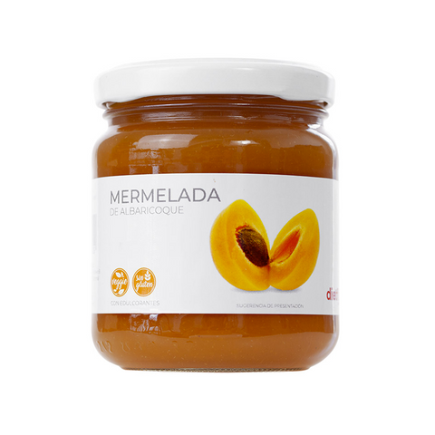 Mermelada de albaricoque DietFlash, sin azúcar añadido. Apta desde Fase 1 para dieta cetogénica o normoproteica, baja en calorías e hidratos