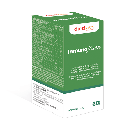 InmunoFlash suplemento DietFlash con cúrcuma Cursol™ y FiberAid™ para reforzar defensas y prevenir enfermedades víricas o bacterianas