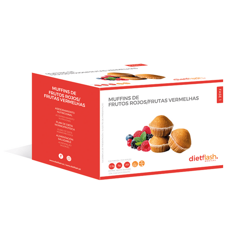 Muffins proteicos de frutos rojos DietFlash bajos en carbohidratos, aptos para dieta cetogénica desde Fase 1