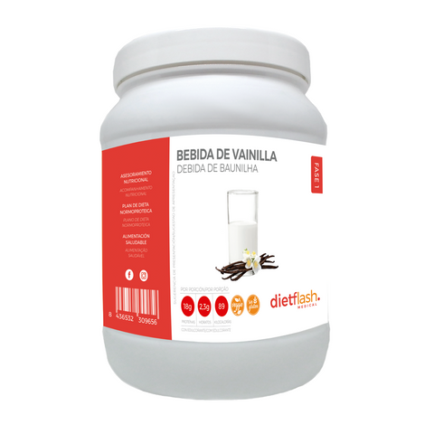 Bebida de vainilla DietFlash low cost, formato ahorro 450g, baja en calorías y carbohidratos, apta para dieta cetogénica desde Fase 1