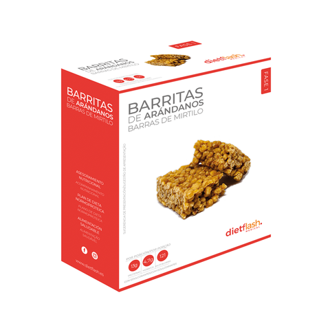 Barritas de arándanos DietFlash, 121 kcal, 12.5g de proteína y bajas en hidratos. Apta desde Fase 1 para dieta keto, hipocalórica y normoproteica