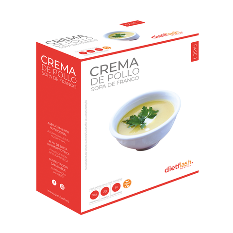 Crema de pollo DietFlash en sobres individuales – alta en proteínas, apta para Fase 1