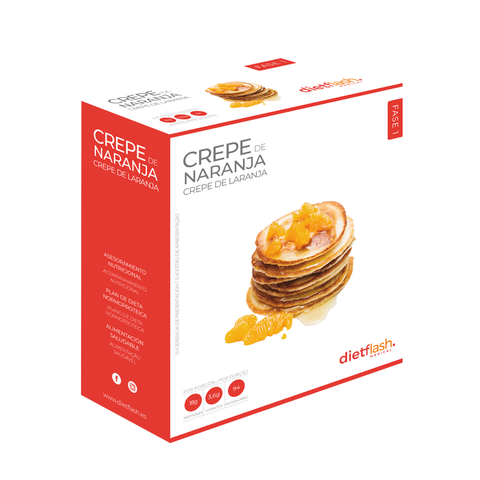 Crepe de naranja DietFlash, 18g de proteína, solo 98 kcal, bajo en carbohidratos y grasas, apto desde fase 1 para dieta keto o normoproteica