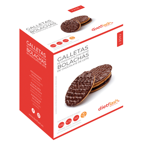 Galletas de chocolate con leche DietFlash aptas desde Fase 1, bajas en carbohidratos y altas en proteínas