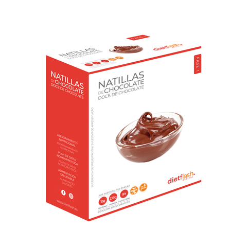 Natillas de chocolate DietFlash, cremosas, 94 kcal y 18g de proteína, bajas en hidratos, aptas desde fase 1 para dieta keto y normoproteica