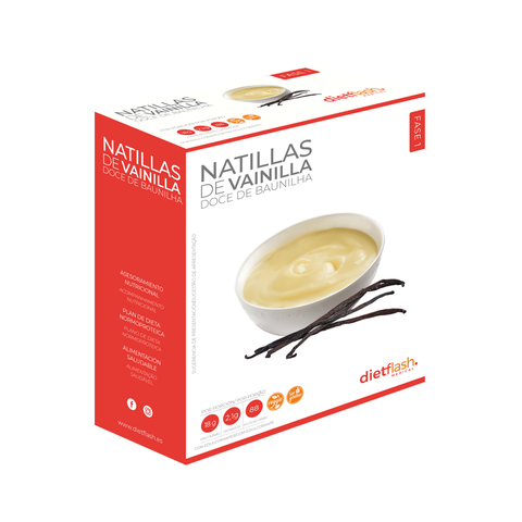 Natillas de vainilla DietFlash, 88 kcal, 18g de proteína, bajas en hidratos y grasas, aptas desde fase 1 para dieta cetogénica o normoproteica