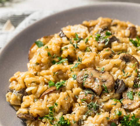 NIDOS DE COLIFLOR CON RISOTTO DE SETAS