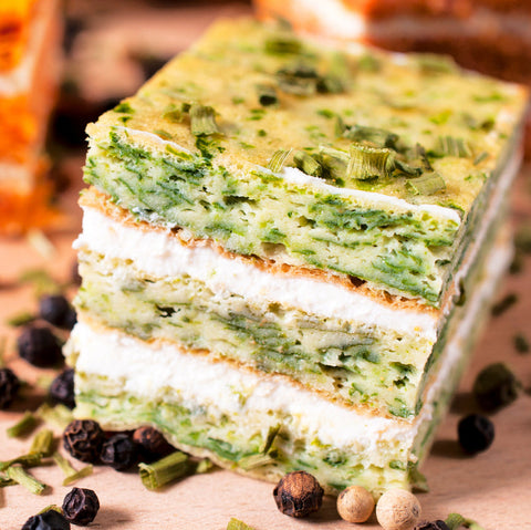 MILHOJAS DE BERENJENA, CALABACÍN Y PURÉ DE PATATAS