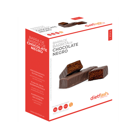 Barritas de chocolate negro DietFlash con nueva fórmula, menos glúcidos y aptas desde Fase 1 para dieta keto o normoproteica
