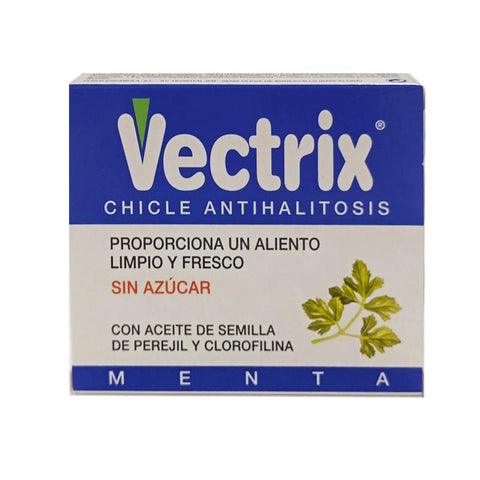 Chicles Vectrix Antihalitosis sabor clorofila, 16 unidades. Refrescan el aliento y combaten la halitosis en dieta cetogénica o normoproteica

