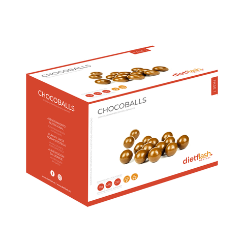Disfruta de las Chocoballs DietFlash desde Fase 1. Snack crujiente cubierto de chocolate con leche, bajo en hidratos y rico en proteínas y fibra.
