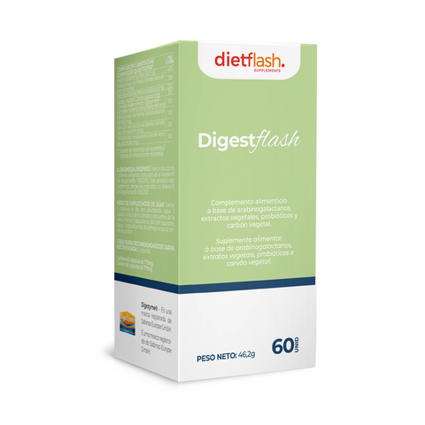 DigestFlash DietFlash – Suplemento digestivo con probióticos, extractos vegetales y carbón vegetal
