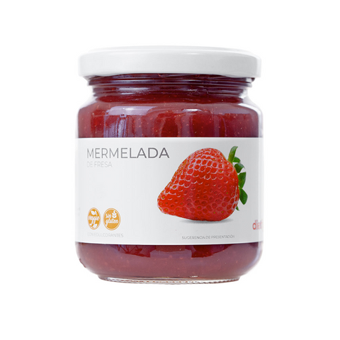 Mermelada de fresa DietFlash, sin azúcar añadido. Baja en calorías e hidratos. Apta desde Fase 1 para dieta cetogénica o normoproteica
