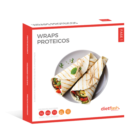 Wraps proteicos DietFlash, 8 unidades. Altos en fibra, sin aceite de palma, esponjosos y aptos desde Fase 1 para dieta cetogénica o normoproteica
