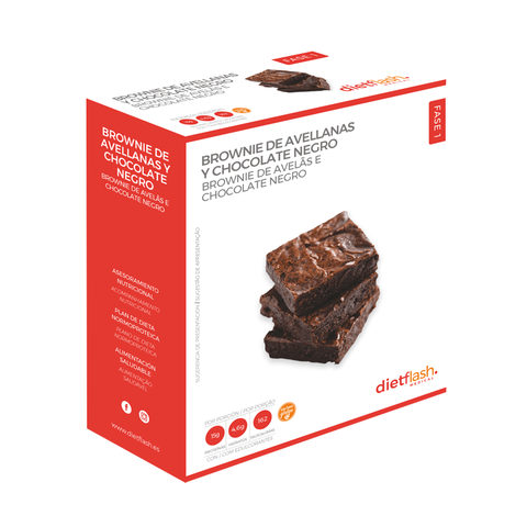 Brownie Dietflash de avellanas y chocolate negro