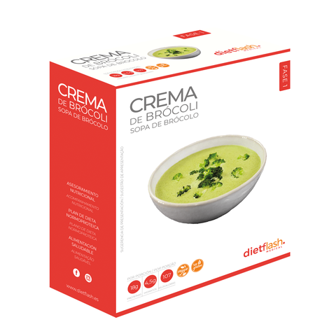 Crema de brócoli DietFlash rica en proteínas y baja en carbohidratos, apta desde Fase 1
