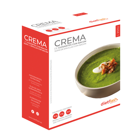 Crema de guisantes con bacon DietFlash – rica en proteínas y apta Fase 1
