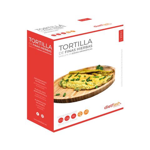 Tortilla de finas hierbas DietFlash, 18g de proteína, solo 112 kcal, baja en hidratos y apta desde Fase 1 para dieta keto y normoproteica
