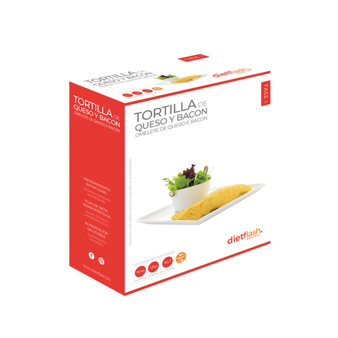 Tortilla de queso y bacon DietFlash, 18,1g de proteína, solo 92,5 kcal, baja en hidratos y apta desde Fase 1 para dieta cetogénica

